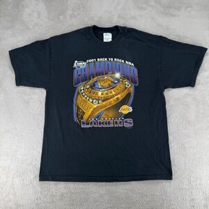 VTG 90s Los Angeles Lakers 2001 NBA Finals Back To Back Shirt Mens XL Black
